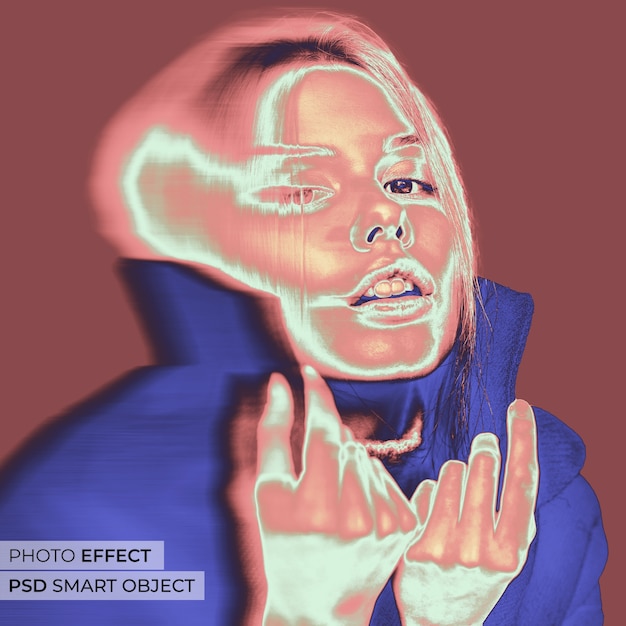 Medium shot woman posing thermal camera effect