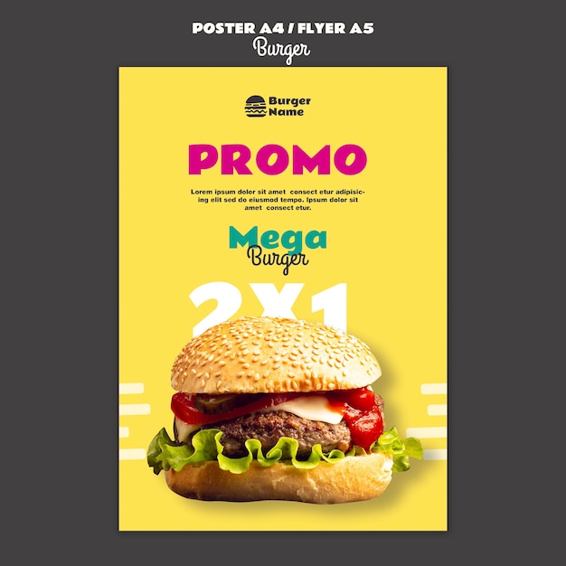 Free PSD mega burger poster print template