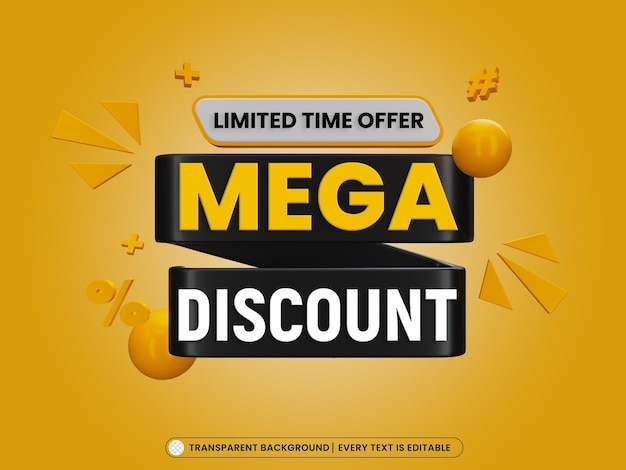 Mega discount offer promotion banner with editable text