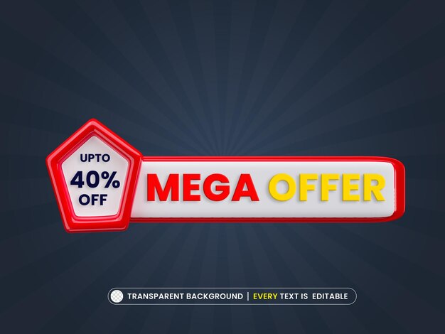 Mega sale banner background with editable text effect