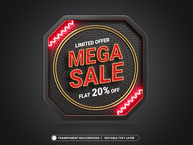 Free PSD mega sale banner psd text effect