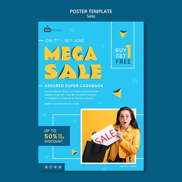 Free PSD mega sale poster template