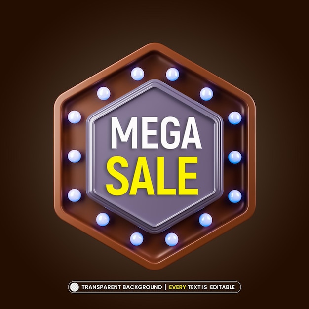 Free PSD mega sale promotion banner with editable text effect