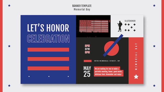 Free PSD memorial day banner template