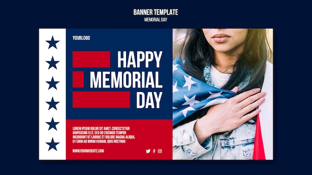 Memorial day banner template