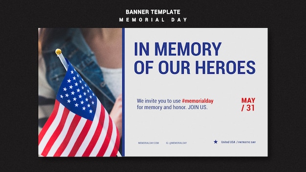 Free PSD memorial day banner template