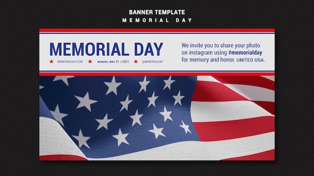 Free PSD memorial day banner template