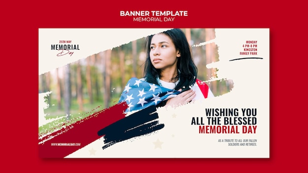 Free PSD memorial day banner template