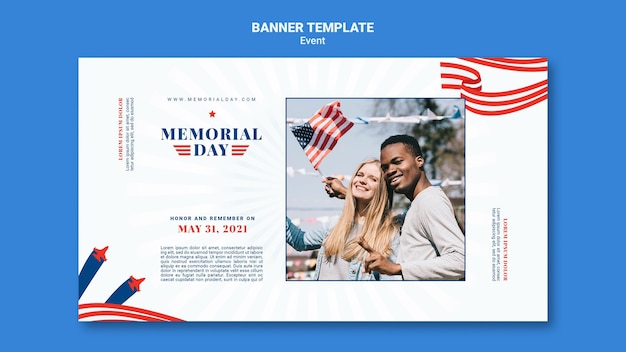 Free PSD memorial day banner template