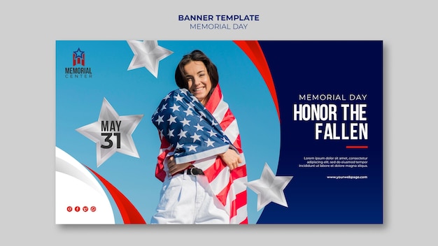 Memorial day banner template