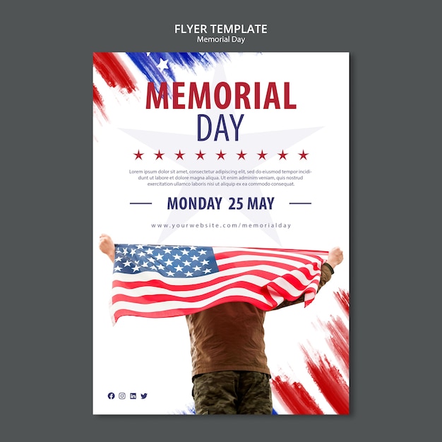 Free PSD memorial day concept flyer template