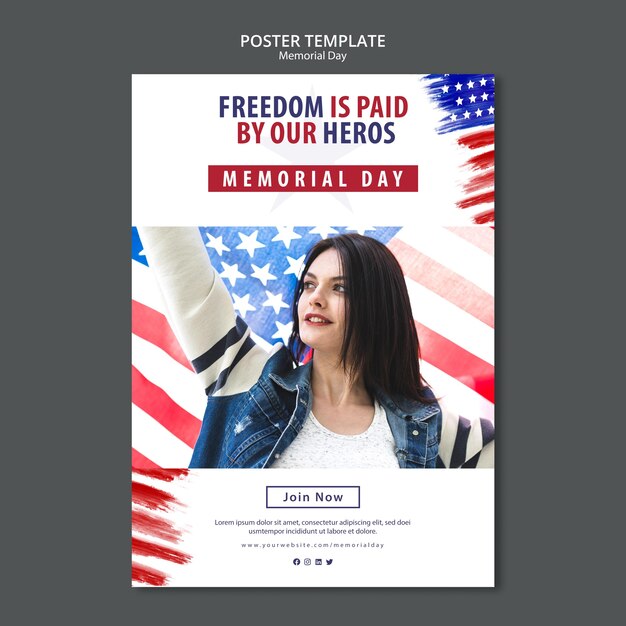 Memorial day concept poster template