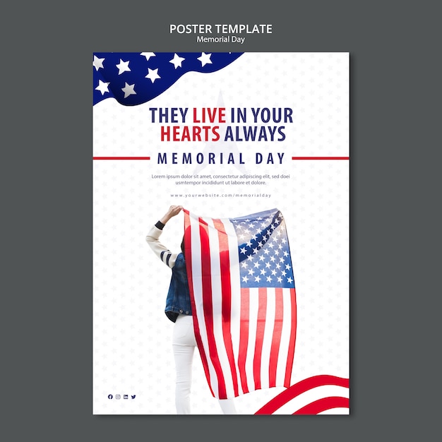 Memorial day concept poster template