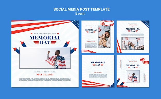 Free PSD memorial day instagram posts template