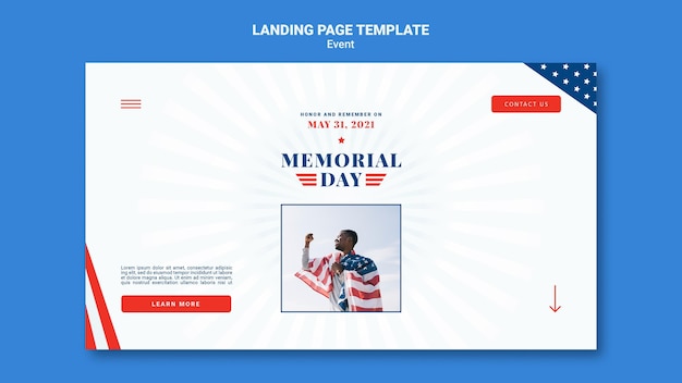 Free PSD memorial day landing page template