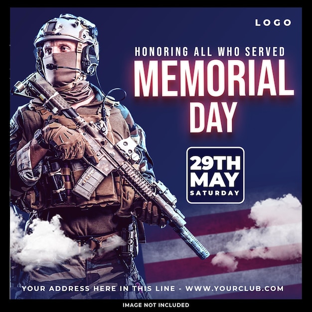 Free PSD memorial day post design template