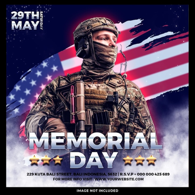 Free PSD memorial day post template