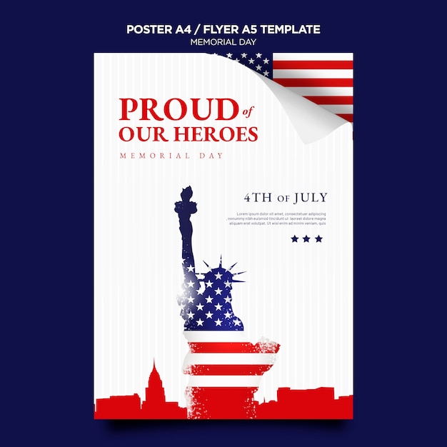 Memorial day print template with flag