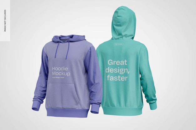 Men hoodies mockup front and back view