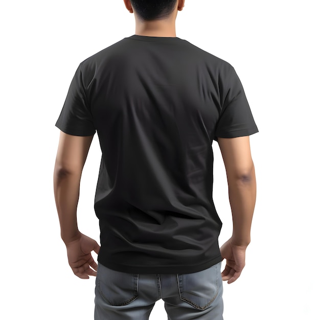 Free PSD men wearing blank black t shirt isolated on white background with clipping path