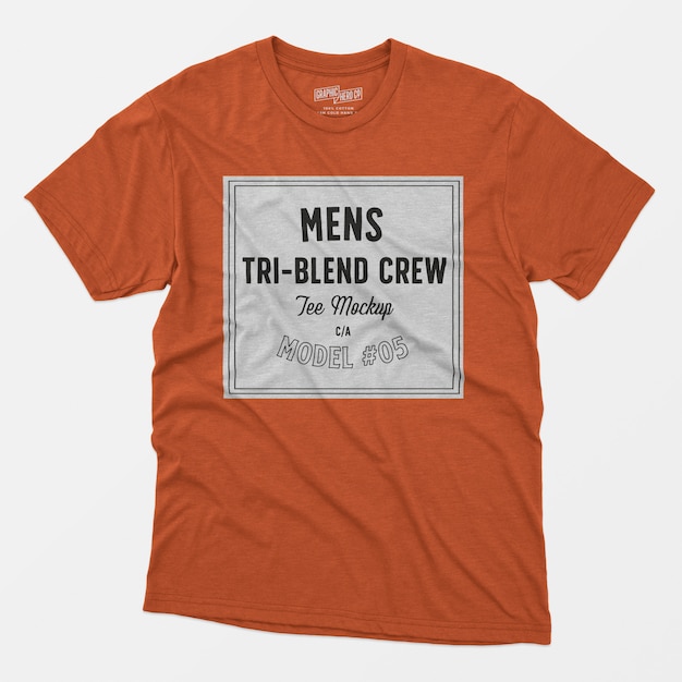 Free PSD mens tri-blend crew tee mockup 05