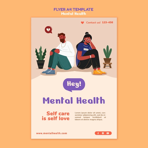 Free PSD mental health flyer a4 template