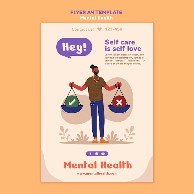 Free PSD mental health flyer template