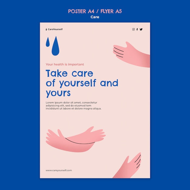 Mental health selfcare poster template