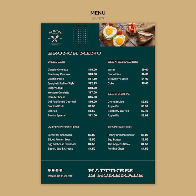 Free PSD menu template with brunch theme