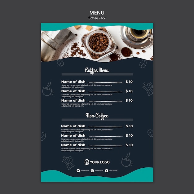 Free PSD menu template with coffee concept