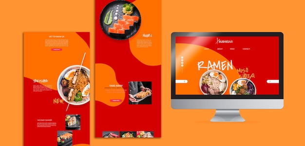 Free PSD menu and website for asian japanese restaurant or sushibar 