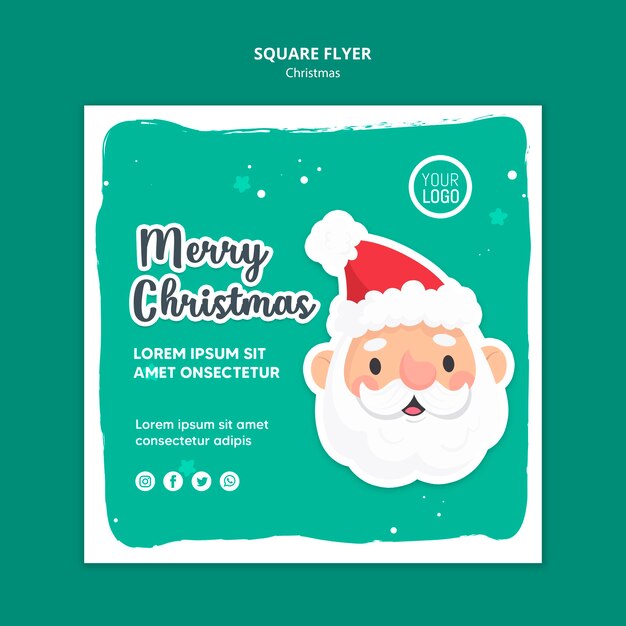 Merry christmas ad template square flyer