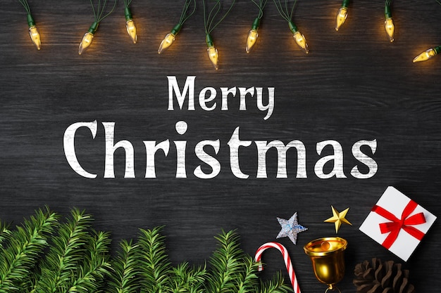 Merry Christmas background mockup with decoration