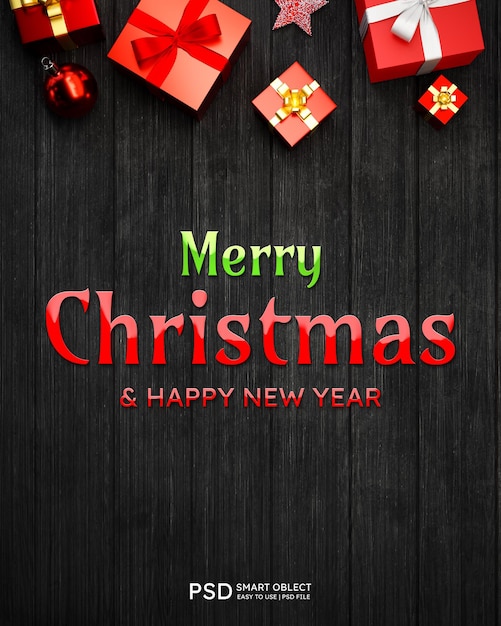 Merry christmas background mockup with decoration