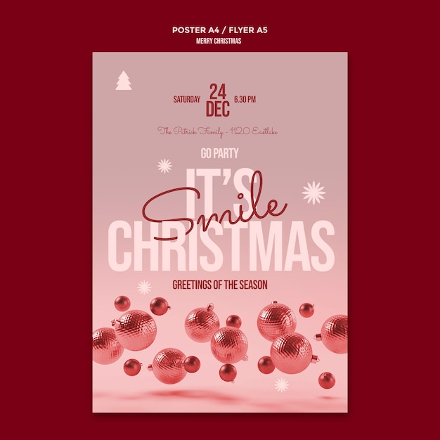 Free PSD merry christmas celebration flyer template