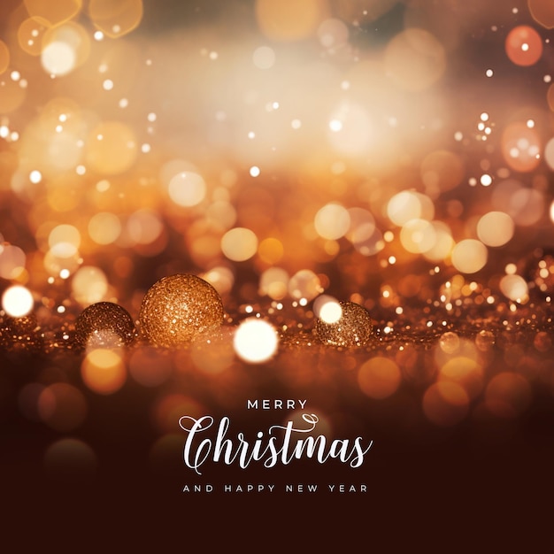 Free PSD merry christmas golden bokeh background template