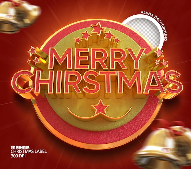 Merry Christmas and happy new year banner with 3d Render Label Template