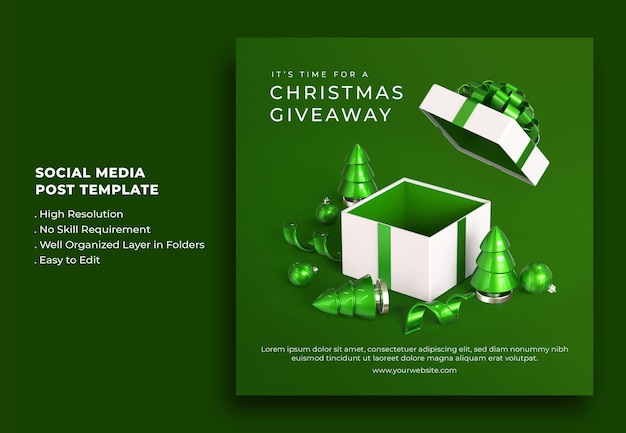 Merry Christmas and Happy New Year Giveaway Social Media Post Template