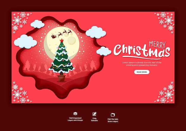 Free PSD merry christmas and happy new year web banner template