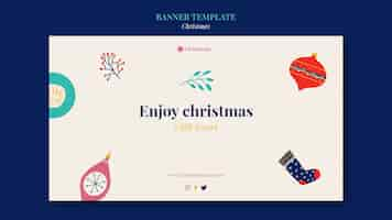 Free PSD merry christmas horizontal banner template