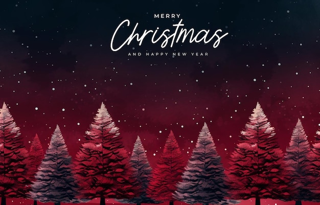 Merry Christmas Landscape Background Template