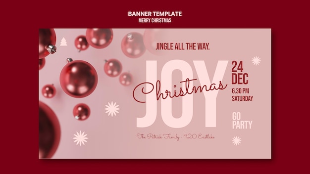 Free PSD merry christmas party horizontal banner