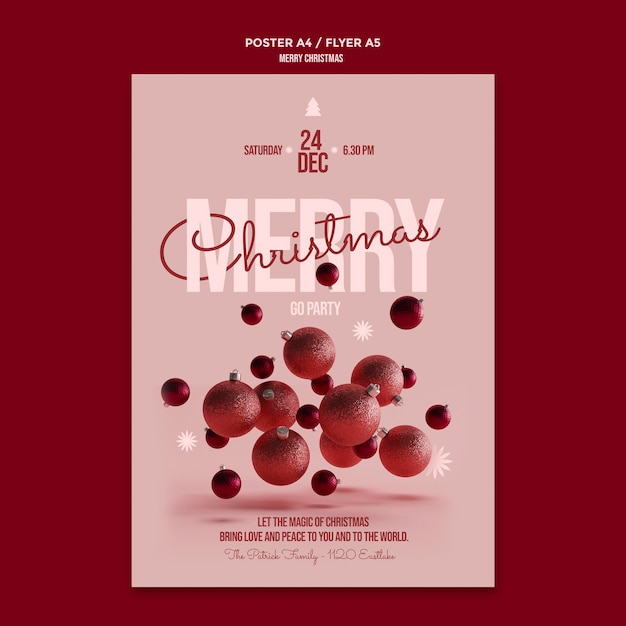 Free PSD merry christmas poster template