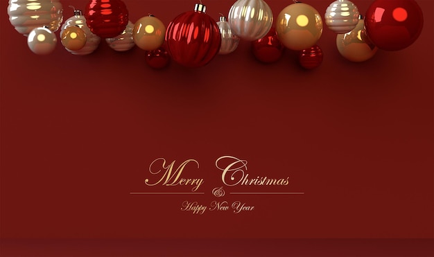 Free PSD merry christmas with balls background