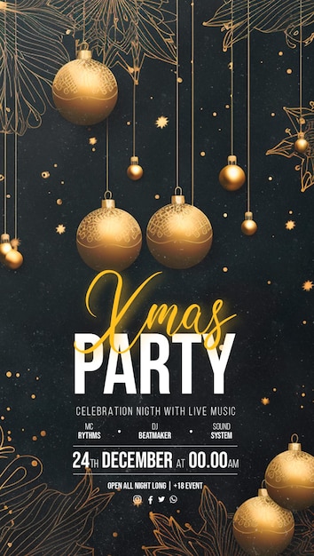 Free PSD merry xmas party poster flyer