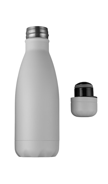 Free PSD metallic thermos container isolated