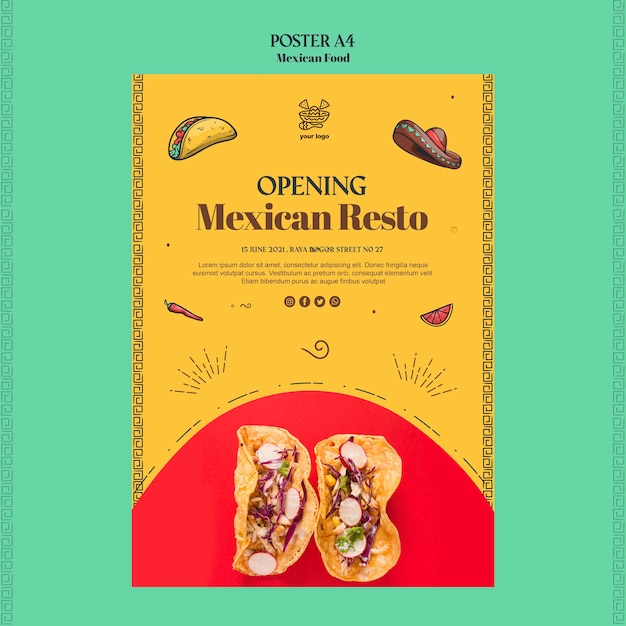 Free PSD mexican food poster template