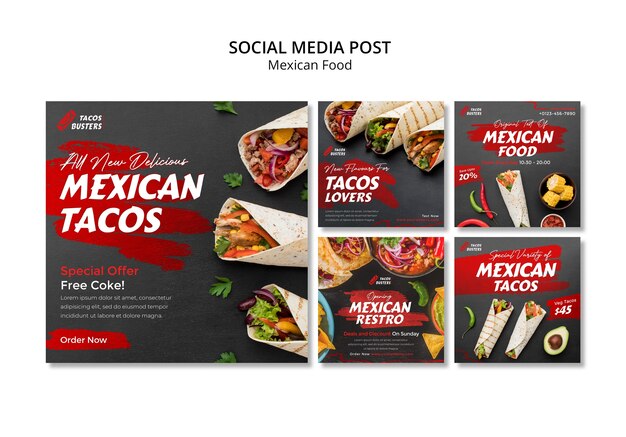 Mexican food restaurant instagram posts collection