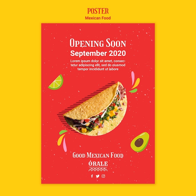 Free PSD mexican food restaurant poster template