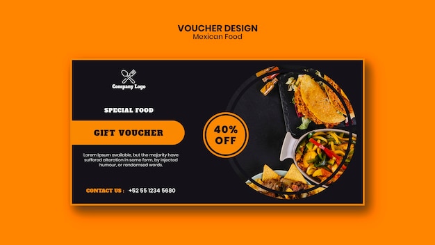 Mexican food voucher template